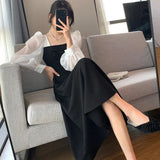 Elegant Medium-Length Black Dress For Women