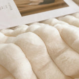 Luxury Double Layer Faux Rabbit Fur Throw Blanket Soft Warm